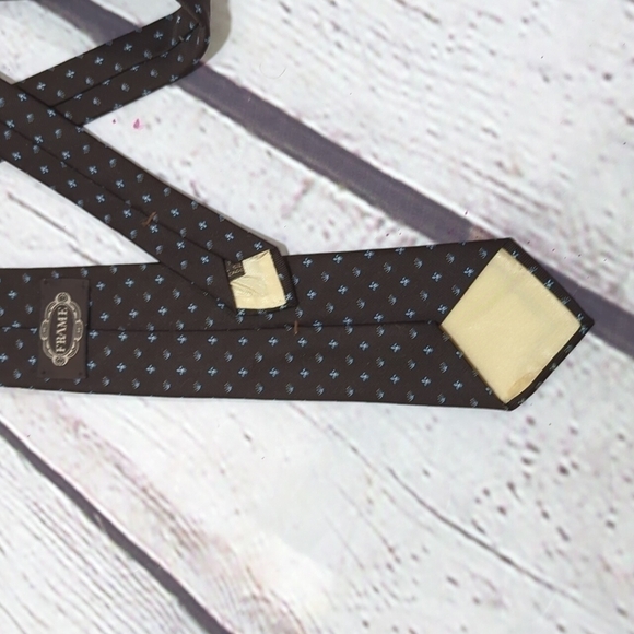 Frame Brown Blue Crown Fleur de Lis Tie - Picture 3 of 4